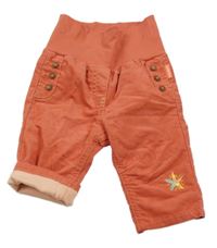 Lososové manšestrové podšité kalhoty s hvězdičkou a úpletovým pasem Mexx