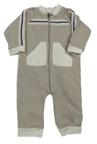 Béžovošedo-smetanová tepláková teplá kombinéza s nápisy a pruhy RIVER ISLAND