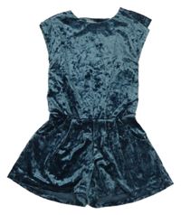 Petrolejový sametový kraťasový overal Next