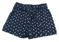 Tmavomodré plátěné kraťasy s palmami a páskem LA REDOUTE