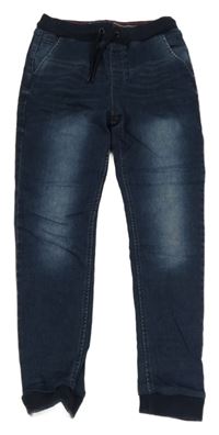 Tmavomodré chino teplákové rifle s úpletovým pasem Next