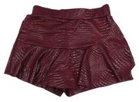 Vínové vzorované kraťasy se sukní