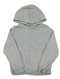 Šedá melírovaná mikina s kapsou a kapucí H&M