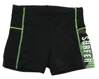 Černo-zelené nohavičkové plavky s nápisem YIGGA