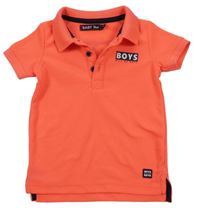 Křiklavě korálové polo tričko s nápisy BABY Blue
