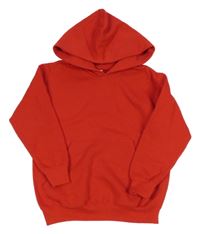 Červená mikina s kapsou a kapucí FRUIT ot the LOOM