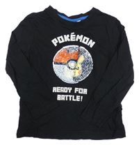 Černé triko se znakem pokémonů z překlápěcích flitrů ZEEMAN