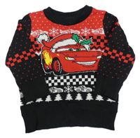 Červeno-černo-bílý svetr s Cars Disney
