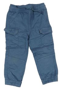 Modré plátěné cargo cuff kalhoty Matalan