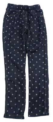 Tmavomodré zateplené kalhoty riflového vzhledu s hvězdičkami Topolino