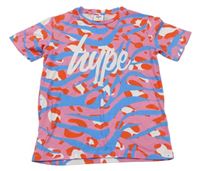 Růžovo-modré vzorované tričko s logem Hype 