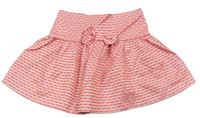 Neonově růžovo-šedá pruhovaná sukně s mašlí 