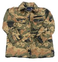 Khaki-hnědo-černá army plátěná košilová bunda Next