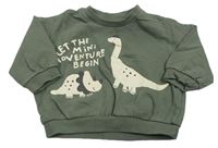 Khaki oversize mikina s dinosaury H&M