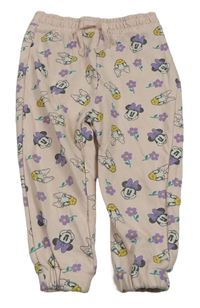 Světlerůžové květované tepláky s Minnie a Daisy Primark