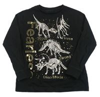 Černé triko s dinosaury a skvrnami Next