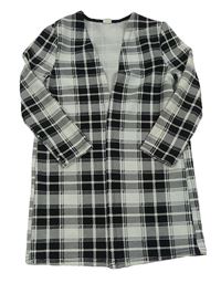 Černo-bílý kostkovaný cardigan Shein