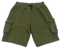 Khaki teplákové cargo kraťasy s žebrováním Primark