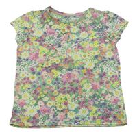 Zeleno-růžovo-žluté květované tričko Mothercare