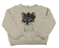Béžový melírovaný svetr s liškou H&M