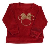 Červená plyšová mikina s Minnie z kamínků George