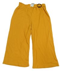 Nové - Okrové culottes kalhoty s přezkou zn. Primark