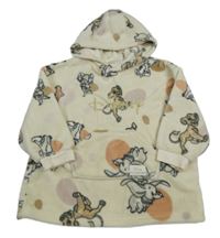Krémová puntíkatá chlupatá oversize mikina s Disney postavami a kapucí Primark