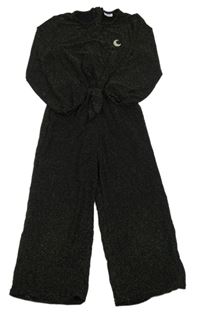 Černý třpytivý slavnostní kalhotový overal