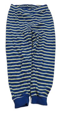 Safírovo-bílo-žluté pruhované sametové pyžamové kalhoty Pocopiano