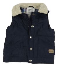 Tmavomodrá šusťáková zateplená vesta Matalan