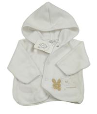 Nové - Bílá fleecová propínací mikina se zvířaty a kapucí