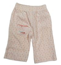 Světlerůžové sametové tepláky se srdíčky a mraky