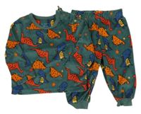 Tmavozelené plyšové pyžamo s dinosaury Primark