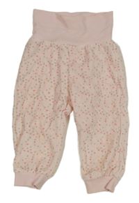 Světlerůžové sametové tepláky s trojúhelníky Kanz