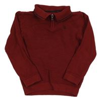 Vínový polo svetr s výšivkou F&F