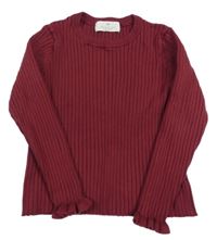 Vínový žebrovaný svetr H&M