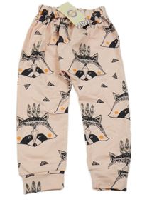 Růžové lehké tepláky s mývaly