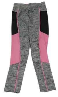 Tmavošedo-černo-růžové sportovní legíny Ergeenomixx