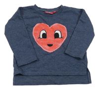 Tmavomodrá melírovaná mikina se srdcem