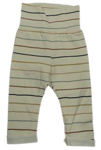 Krémovo-barevné pruhované lehké tepláky