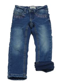 Modré zateplené slim fit rifle s kamínky Review