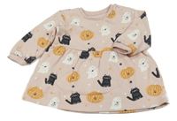 Růžové teplákové šaty s duchy a kočkami George