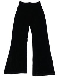 Černé třpytivé sametové wide leg kalhoty F&F