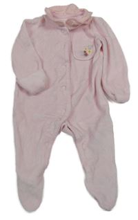 Růžový sametový overal s kapsou s květy F&F