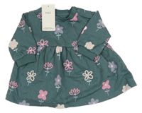 Nové - Tmavozelené květované teplákové šaty M&S