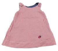 Červeno-bílé kostkované oboustranné laclové šaty s beruškou