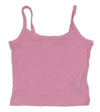 Růžový žebrovaný crop top Next