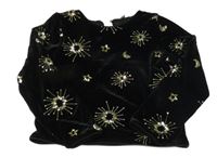 Černé sametové triko s hvězdami a měsíci z flitrů Tu