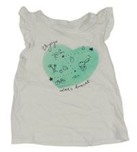 Bílé tričko se srdcem s obrázky Sinsay