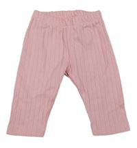 Růžové žebrované lehké tepláky